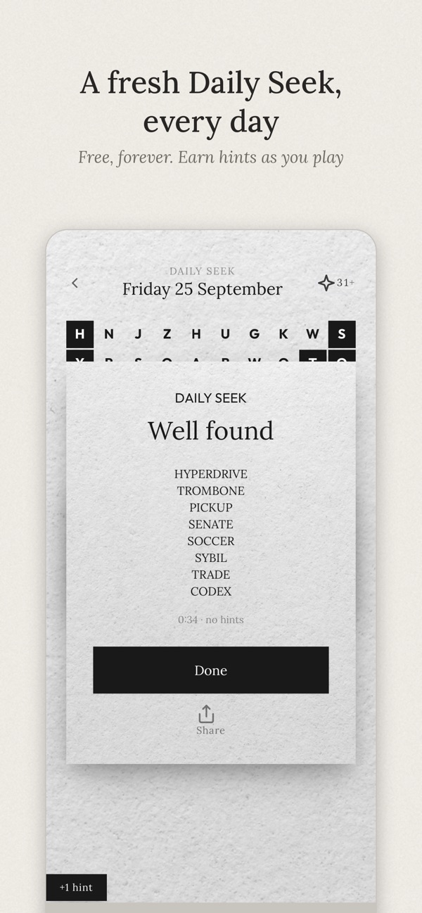 Seek's Daily Seek puzzle